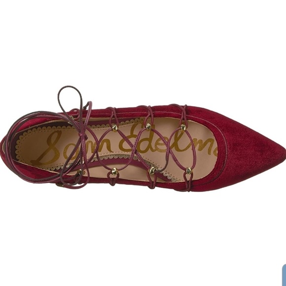 Sam Edelman Rockwell Velvet Lace Up Flats - Picture 3 of 7
